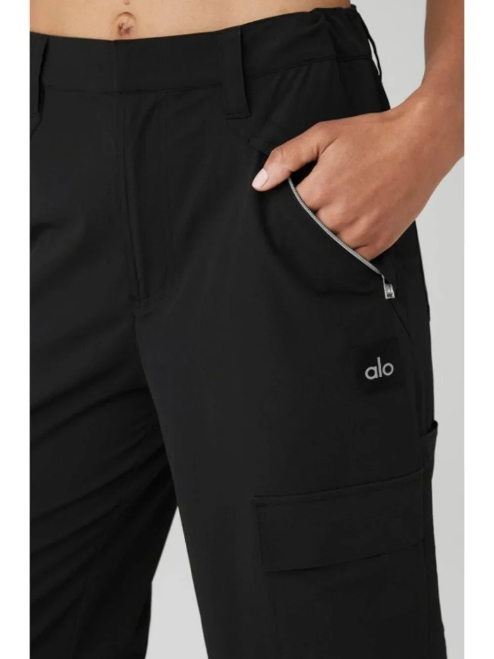 Alo All That Trousers Black High-Rise Waist Waisted Joggers Hiking Outdoor Pants